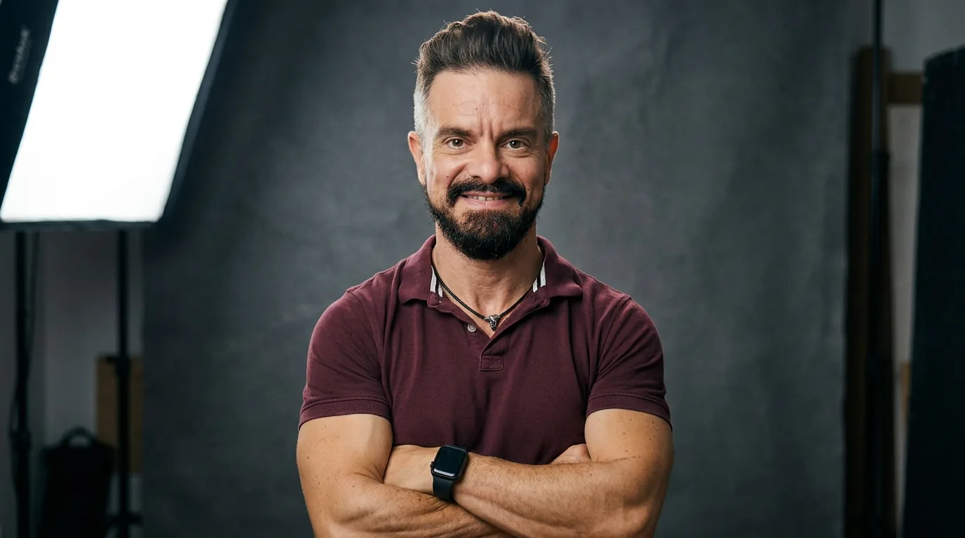 JJ Priego con los brazos cruzados en su estudio de grabación.